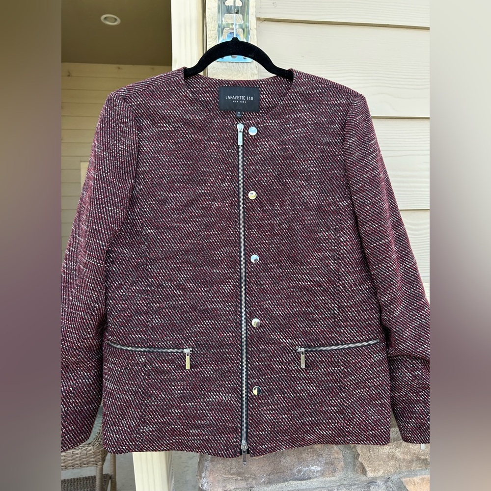 Excellent! Women’s LAFAYETTE 148 New York Virgin Wool Tweed Jacket Medium